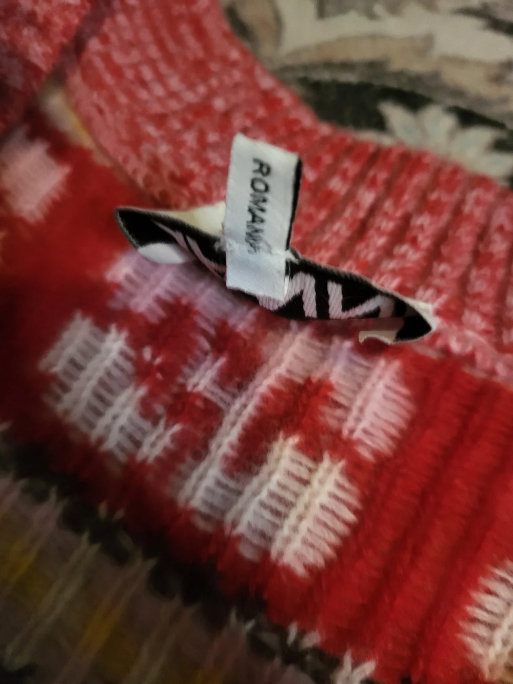 Ganni Red and Pink Patterned Knit Sweater Vest